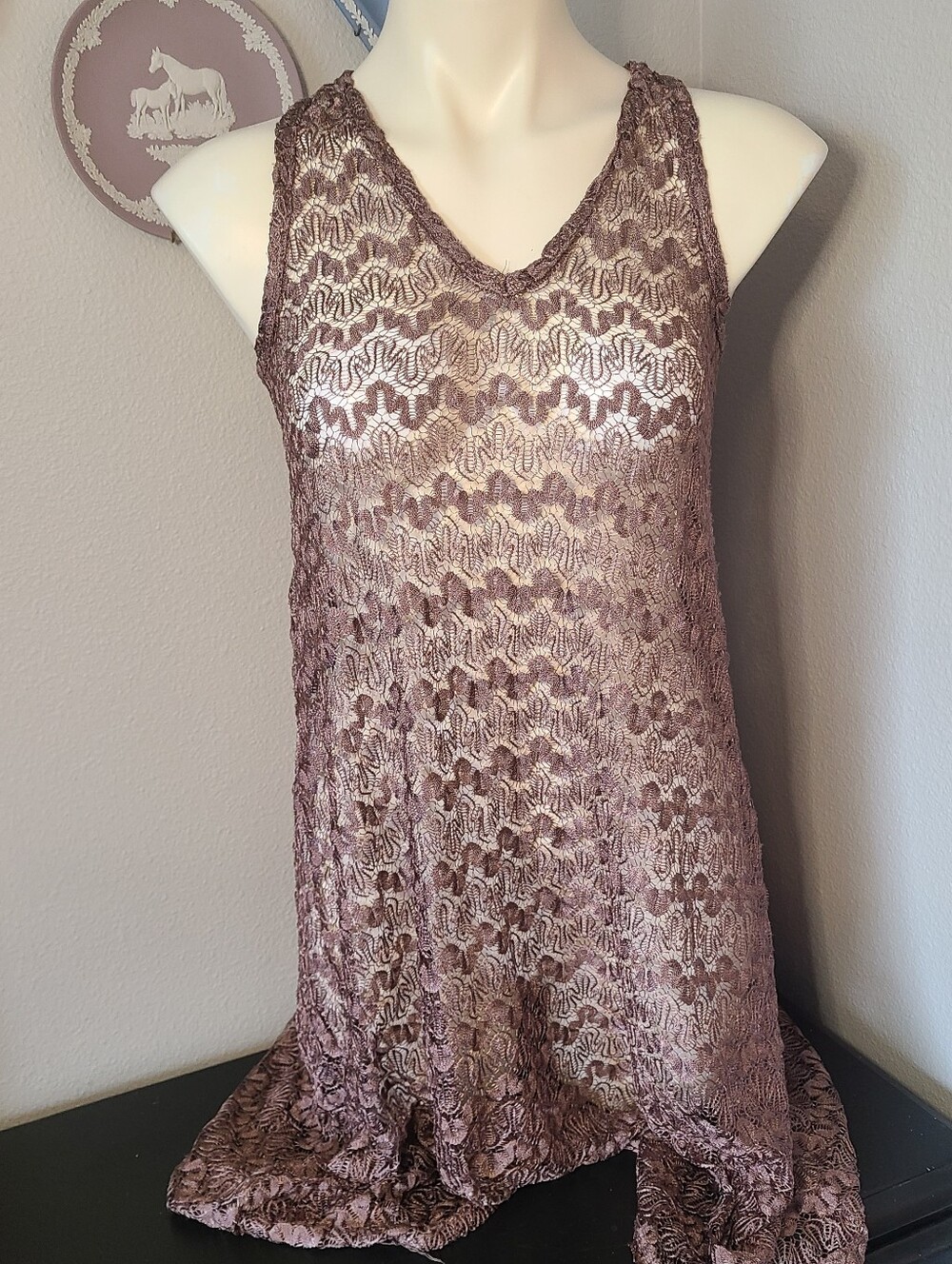 Boho Crochet Lace Sleeveless Midi Dress Jordan Taylor Women's XS Beach Cover Up